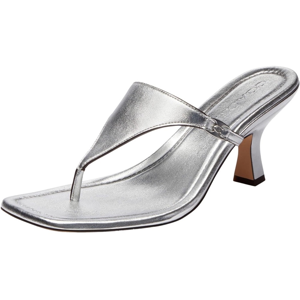 COACH womens Metallic Heritage C Plaque Thong Sandal  size 6.5